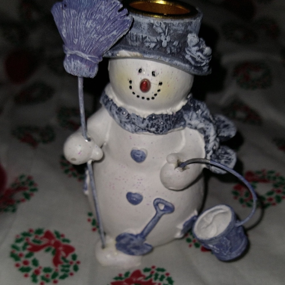 NWOT Ceramic Snowman Candle Holder
